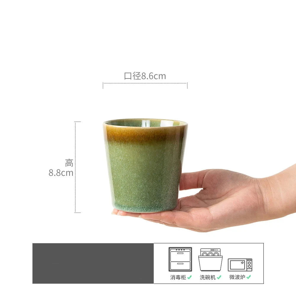 Vintage Japanese Kiln Green Handleless Cup - CM021