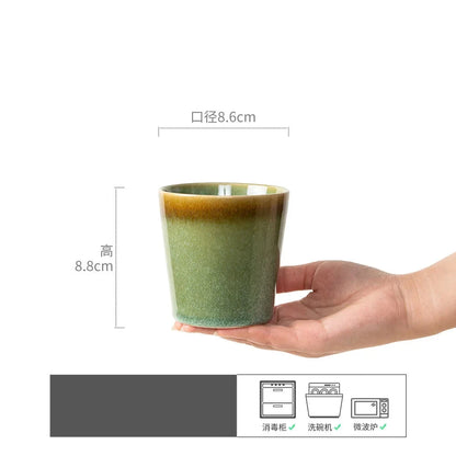 Vintage Japanese Kiln Green Handleless Cup - CM021