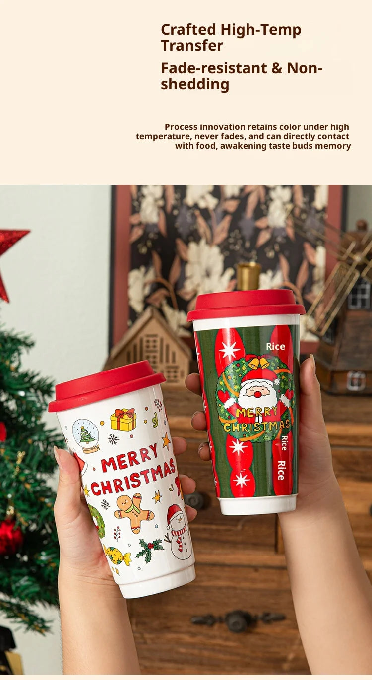 Christmas Ceramic Travel Mug with Silicone Lid – CM052