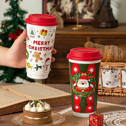 Christmas Ceramic Travel Mug with Silicone Lid – CM052