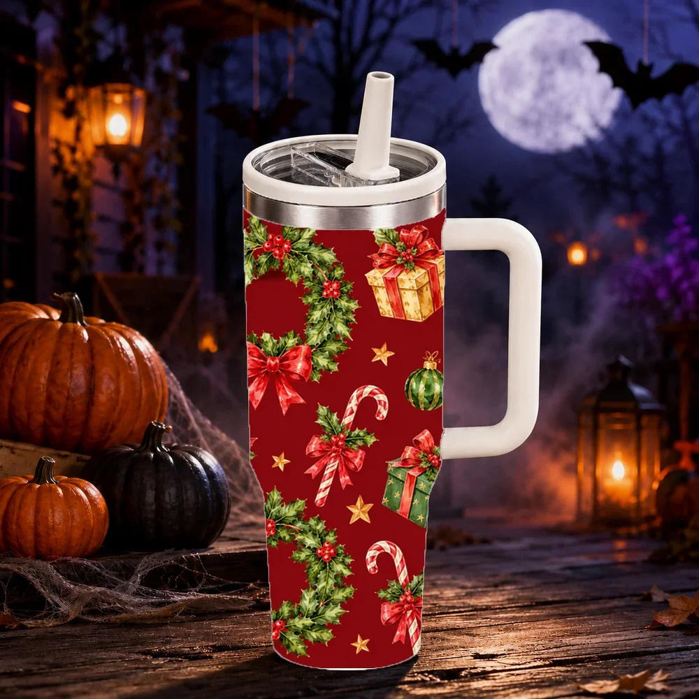 Holly & Poinsettia Christmas Insulated Tumbler - CM056