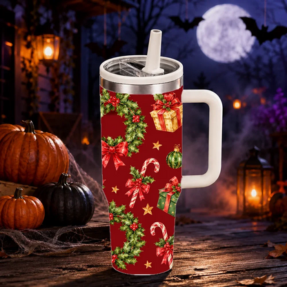 Holly & Poinsettia Christmas Insulated Tumbler - CM056