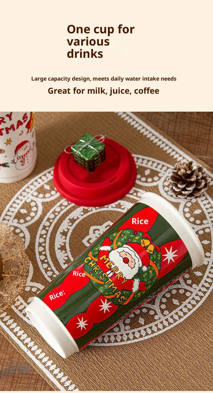 Christmas Ceramic Travel Mug with Silicone Lid – CM052