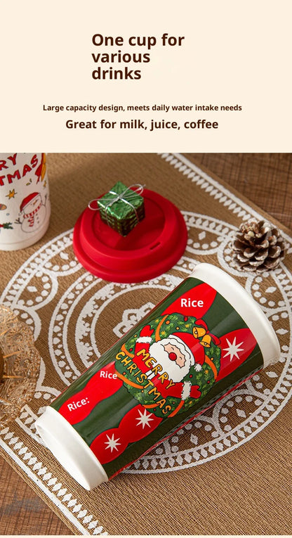 Christmas Ceramic Travel Mug with Silicone Lid – CM052