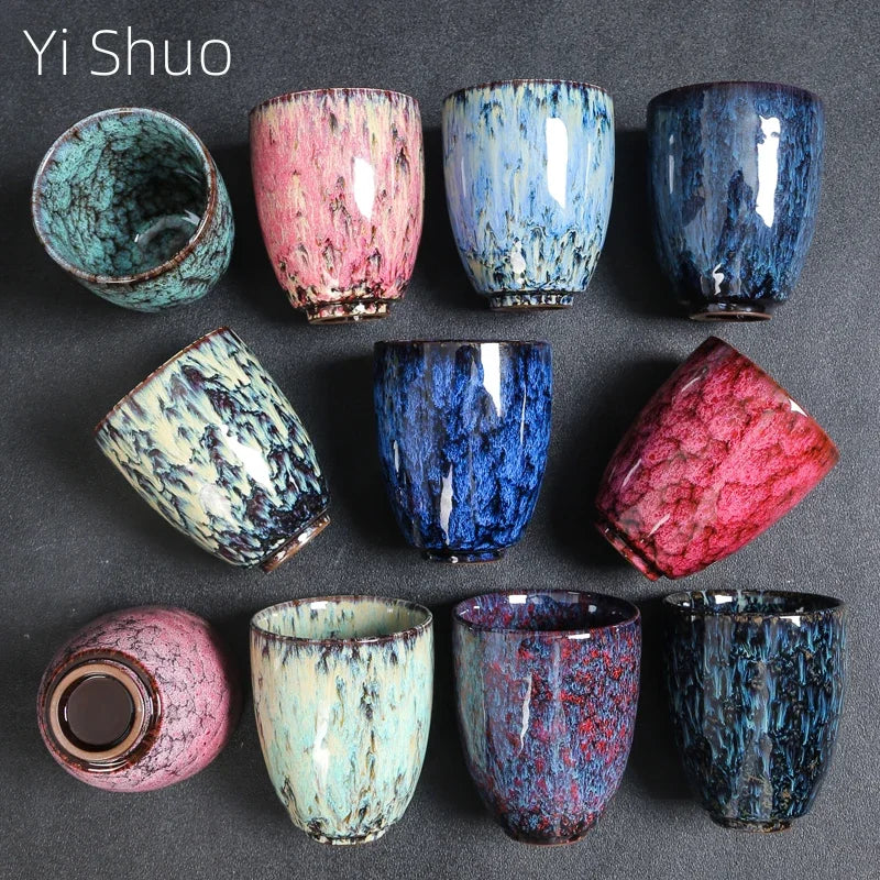 Handleless Flambe Porcelain Coffee Mug