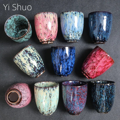 Handleless Flambe Porcelain Coffee Mug