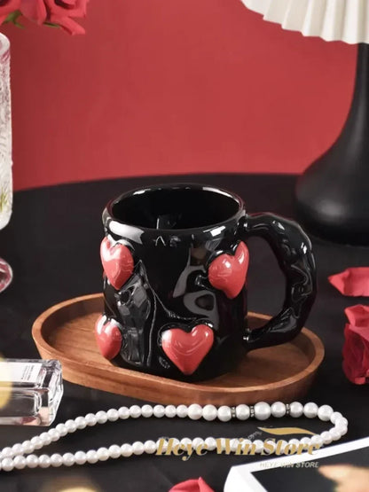 3D Heart-Shaped Ceramic Mug
