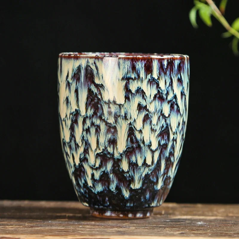 Handleless Flambe Porcelain Coffee Mug