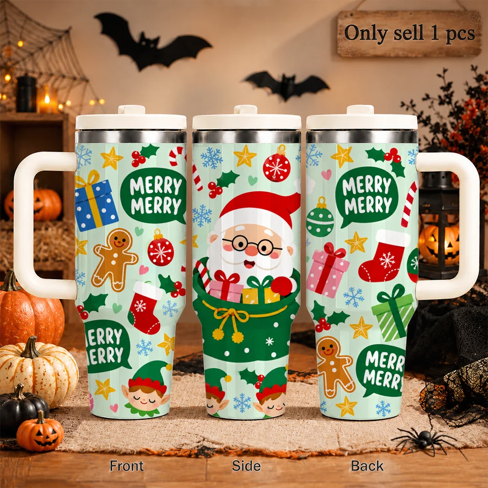 Playful Christmas Pattern Insulated Tumbler - CM055