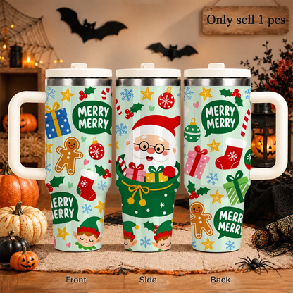 Playful Christmas Pattern Insulated Tumbler - CM055