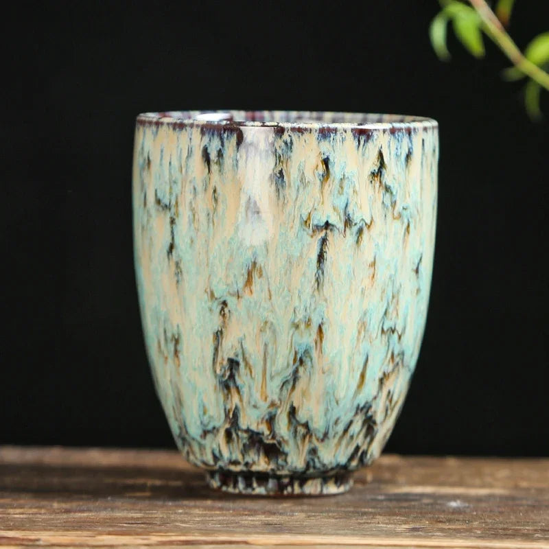 Handleless Flambe Porcelain Coffee Mug