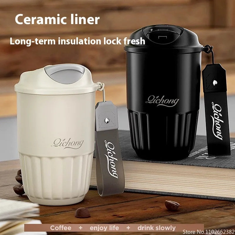 Ceramic Liner Thermos Travel Coffee Mug