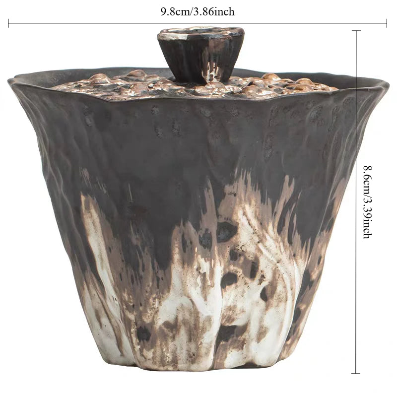 Handmade Embossed Lotus Coarse Ceramic Cup