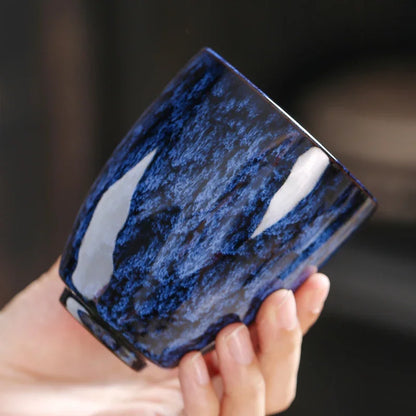 Handleless Flambe Porcelain Coffee Mug