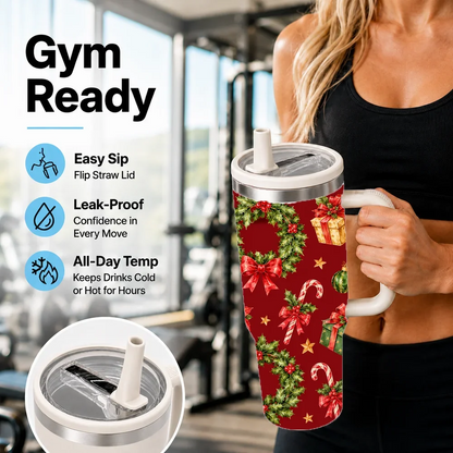 Holly & Poinsettia Christmas Insulated Tumbler - CM056
