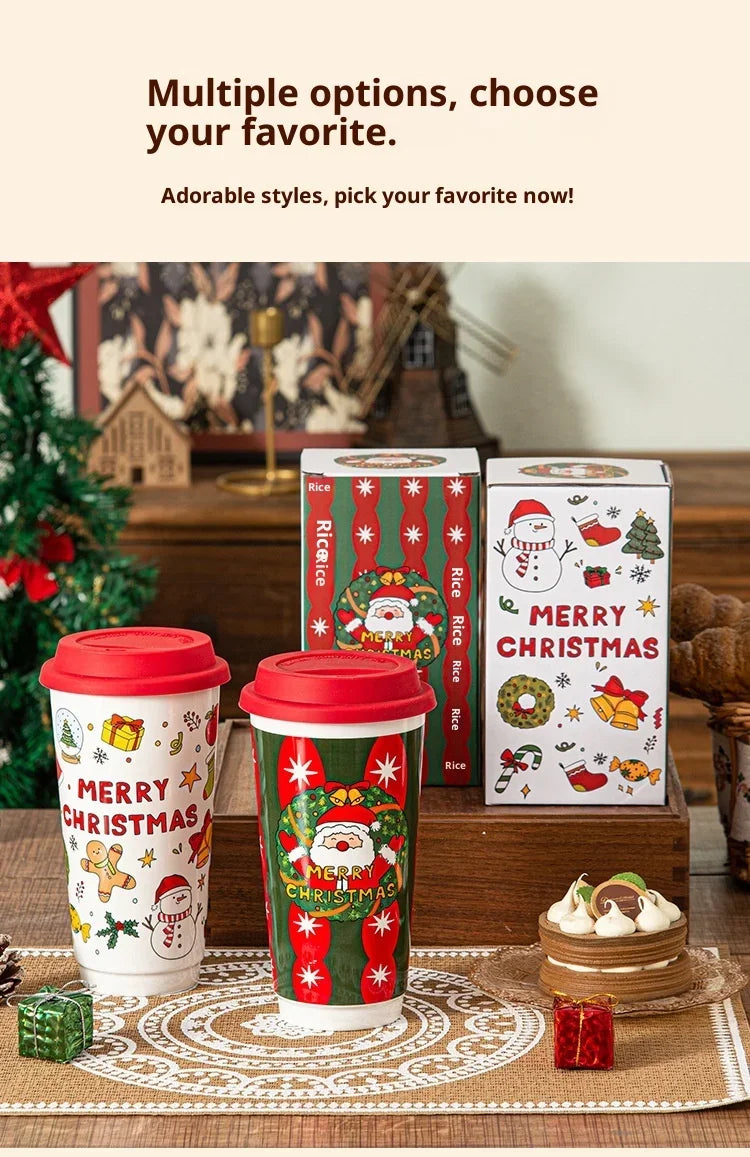 Christmas Ceramic Travel Mug with Silicone Lid – CM052