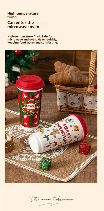 Christmas Ceramic Travel Mug with Silicone Lid – CM052