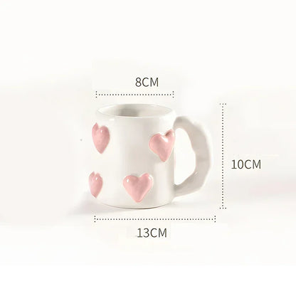 3D Heart-Shaped Ceramic Mug