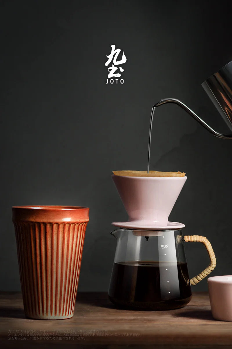 Vintage Ribbed Ceramic Tall Coffee Mug - CM035