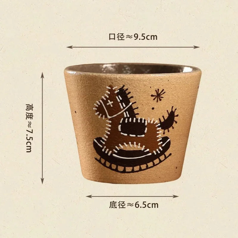 Vintage Jingdezhen Underglaze Ceramic Mug - CM029