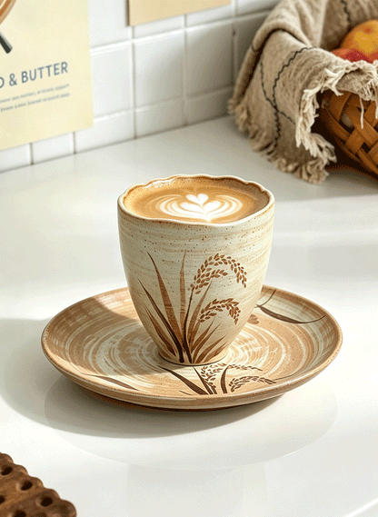 Retro Hand-Painted Ceramic Coffee Cup Set - CM027