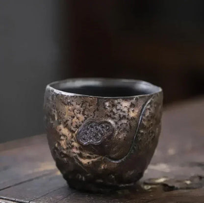 Handmade Pottery Gilt Teacup
