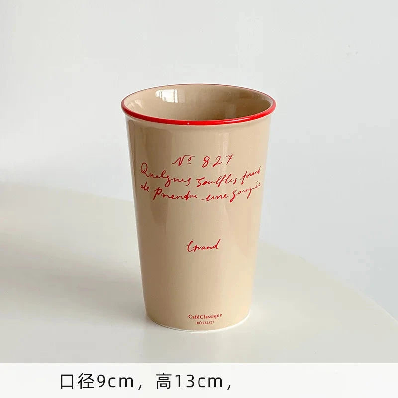 Vintage French Lettered Tall Ceramic Coffee Mug - CM033