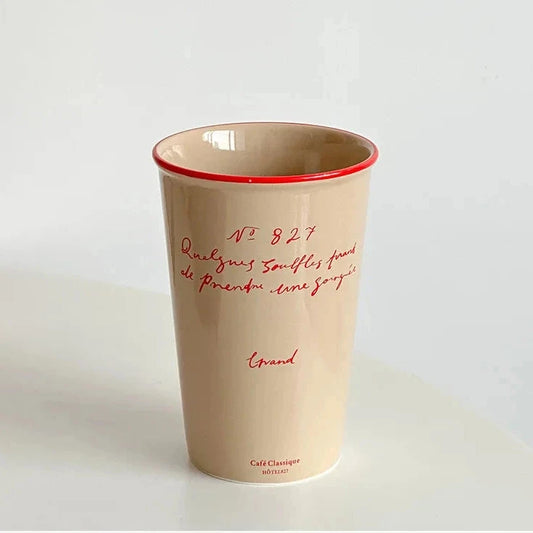 Pastel French Script Tall Ceramic Coffee Mug - CM033