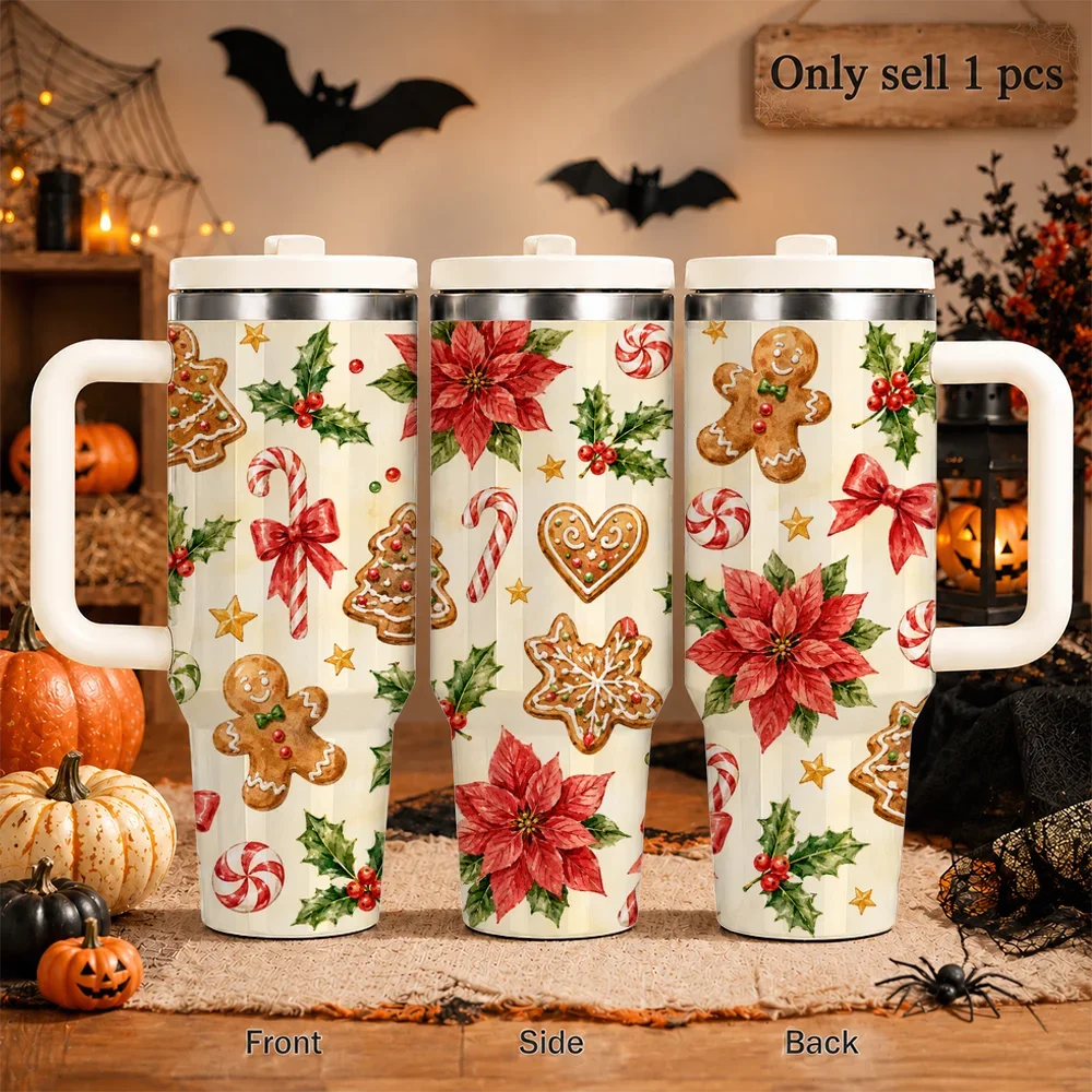 Holly & Poinsettia Christmas Insulated Tumbler - CM056