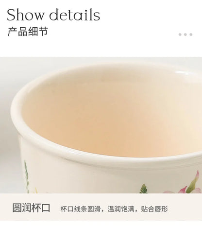 Spring Lily Tall Ceramic Coffee Mug with Lid - CM041
