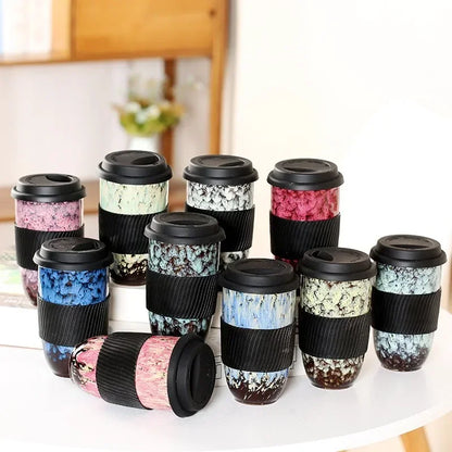 Portable Pottery Travel Mug Cup With Lid