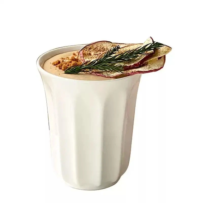 Japanese White Fluted Ceramic Coffee Cup - CM019