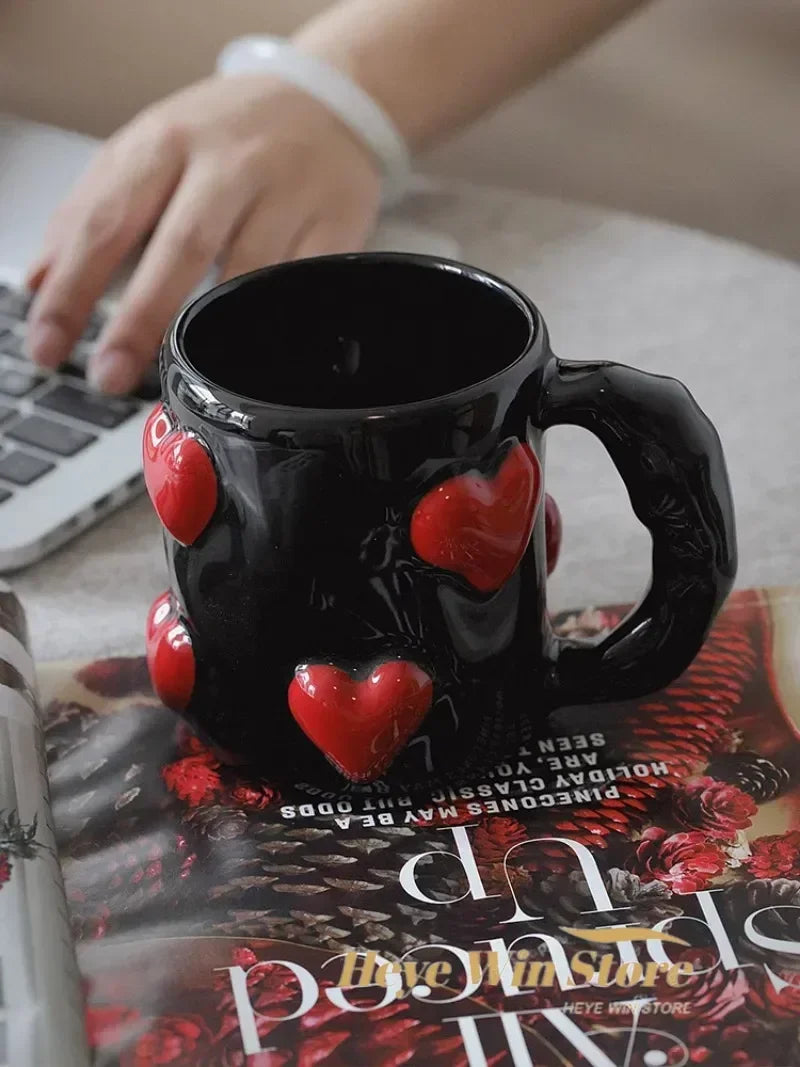 3D Heart-Shaped Ceramic Mug