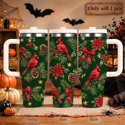 Holly & Poinsettia Christmas Insulated Tumbler - CM056