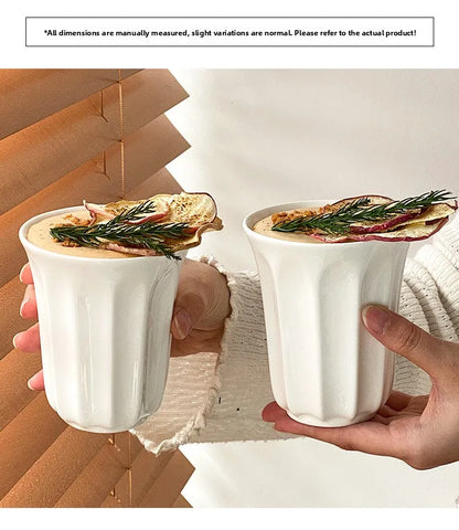 Japanese White Fluted Ceramic Coffee Cup - CM019