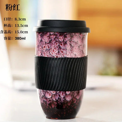 Portable Pottery Travel Mug Cup With Lid