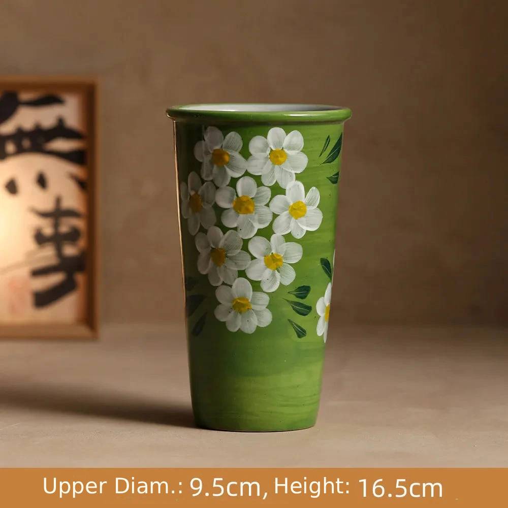 Hand-Painted Jingdezhen Floral Extra Tall Ceramic Mug - CM040