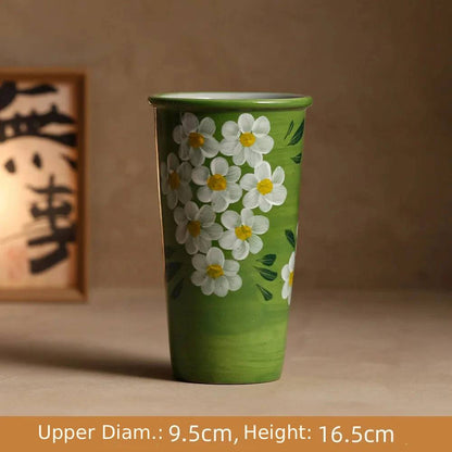 Hand-Painted Jingdezhen Floral Extra Tall Ceramic Mug - CM040