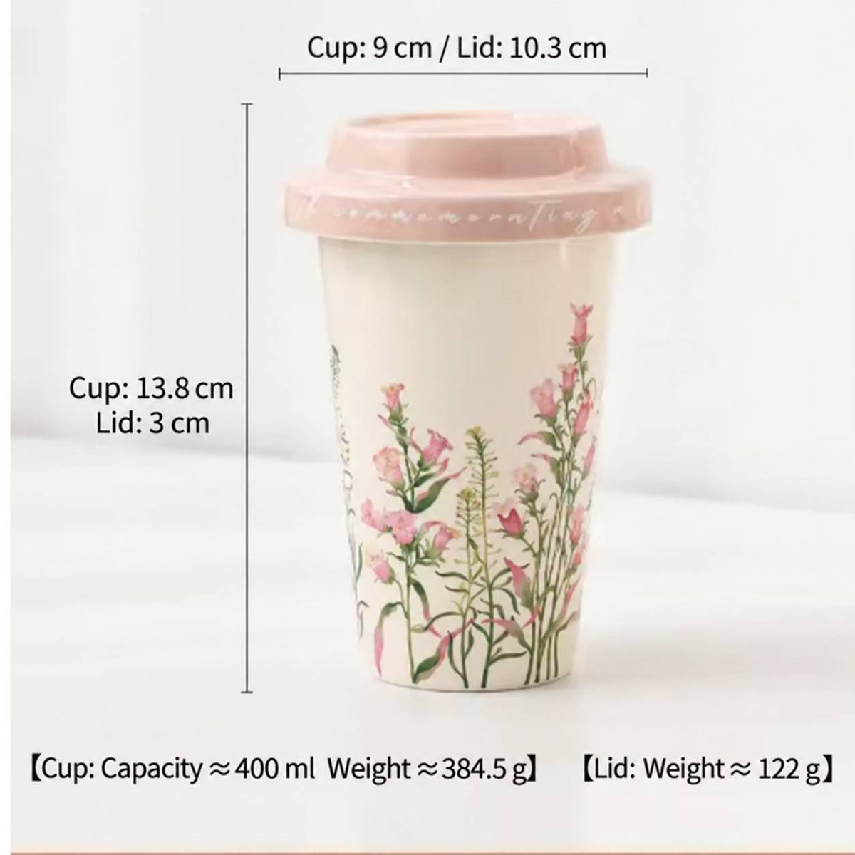 Spring Lily Tall Ceramic Coffee Mug with Lid - CM041